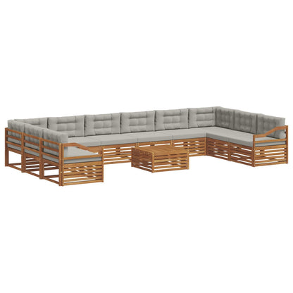 Set divani con cuscino 11 pcs Grigio Naturale e Chiaro | homemem39