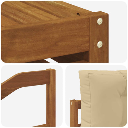 Set divani 11 pcs Naturale e Beige Legno di Acacia Massello | homemem39