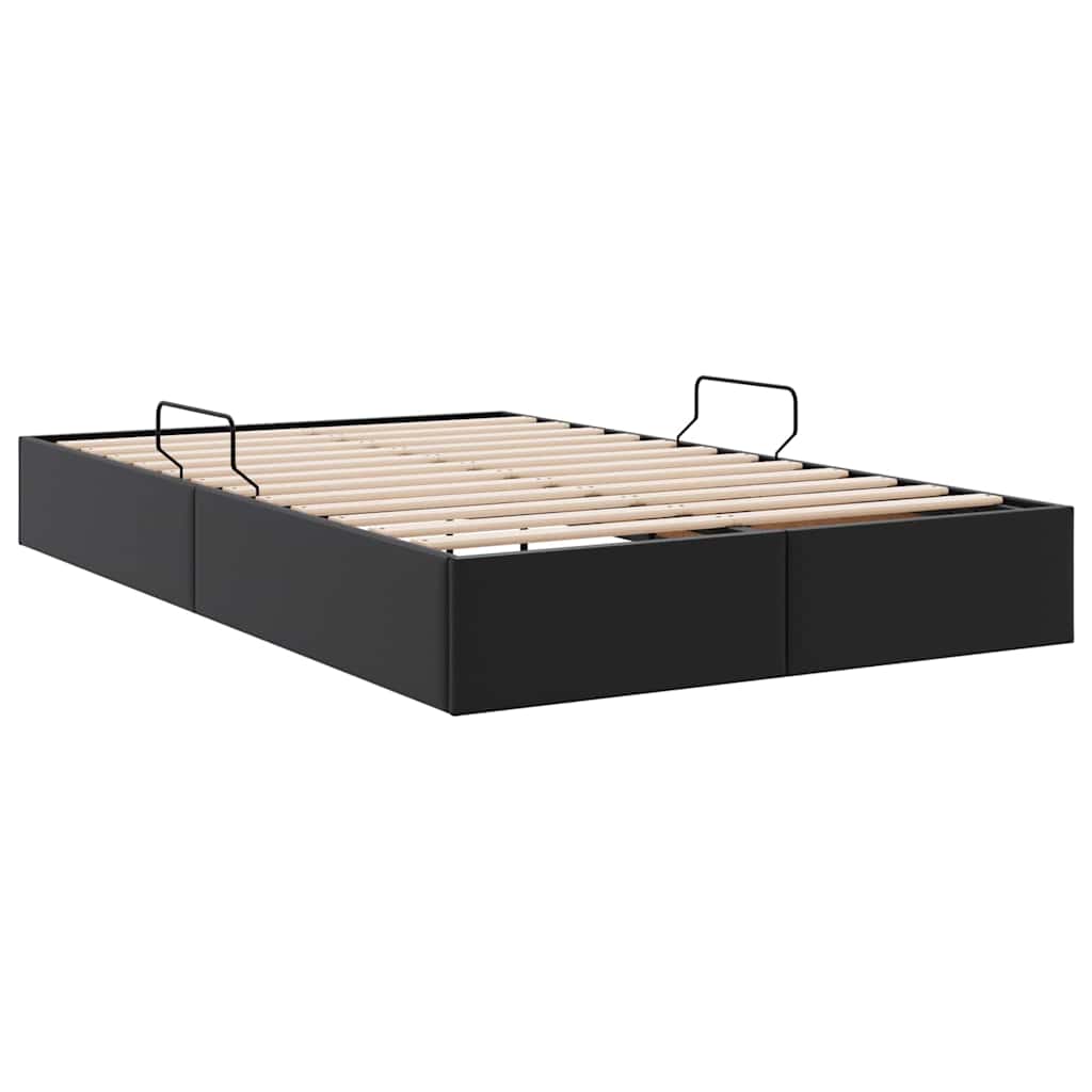Letto con Contenitore Nero 120 x 190 cm Pelle sintetica