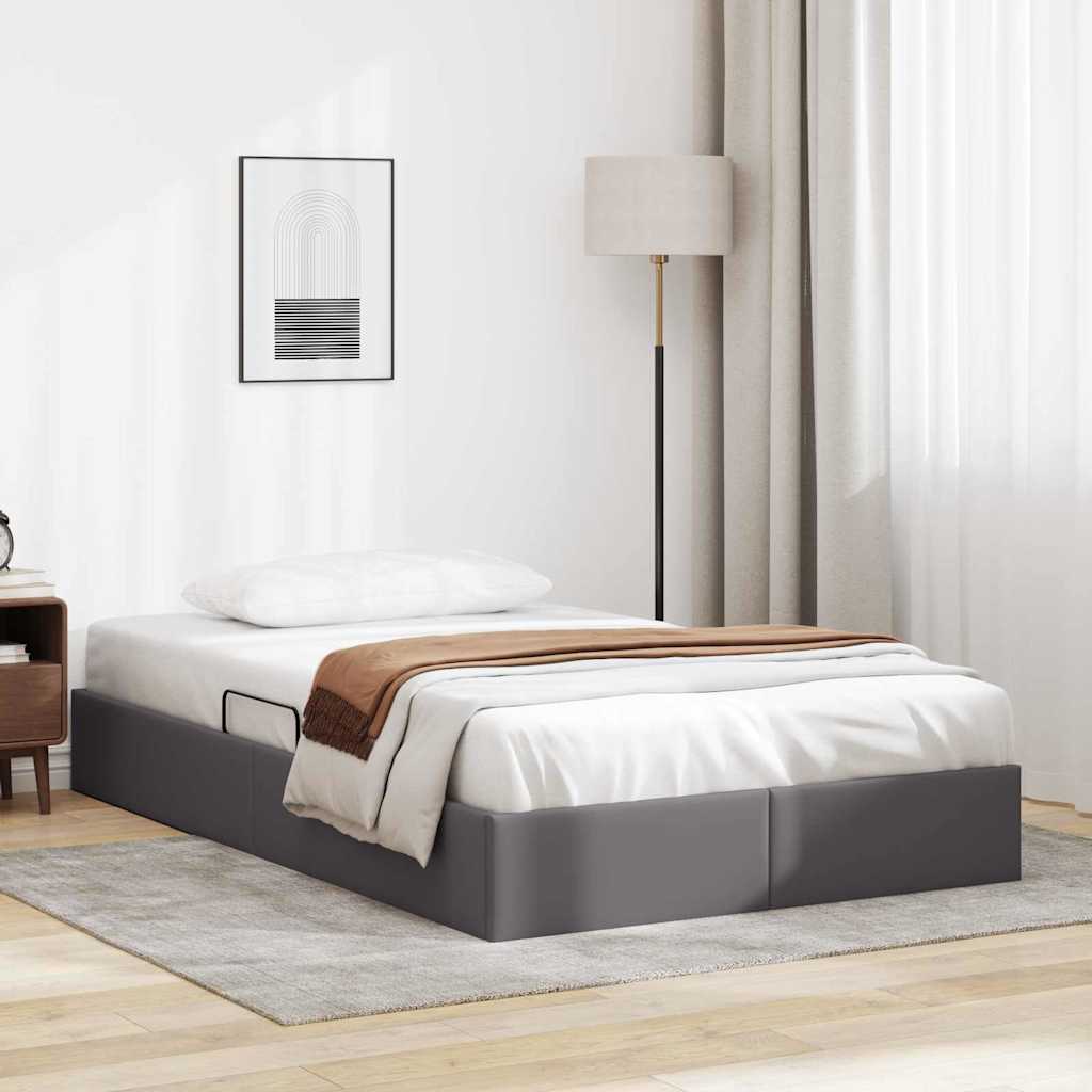 Letto con Contenitore Grigio 120 x 200 cm Pelle sintetica