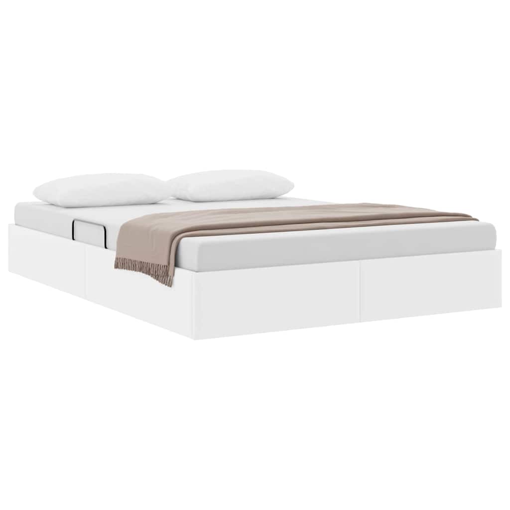 Letto con Contenitore Bianco Puro 140 x 190 cm Pelle sintetica