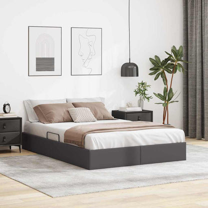 Letto con Contenitore Grigio 140 x 190 cm Pelle sintetica