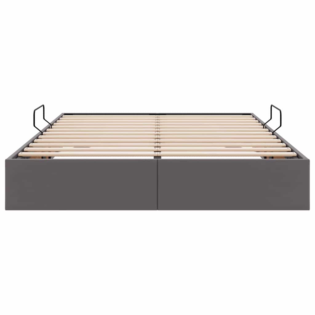 Letto con Contenitore Grigio 140 x 190 cm Pelle sintetica