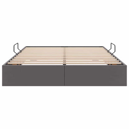 Letto con Contenitore Grigio 140 x 190 cm Pelle sintetica