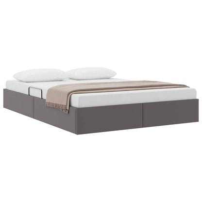 Letto con Contenitore Grigio 140 x 190 cm Pelle sintetica