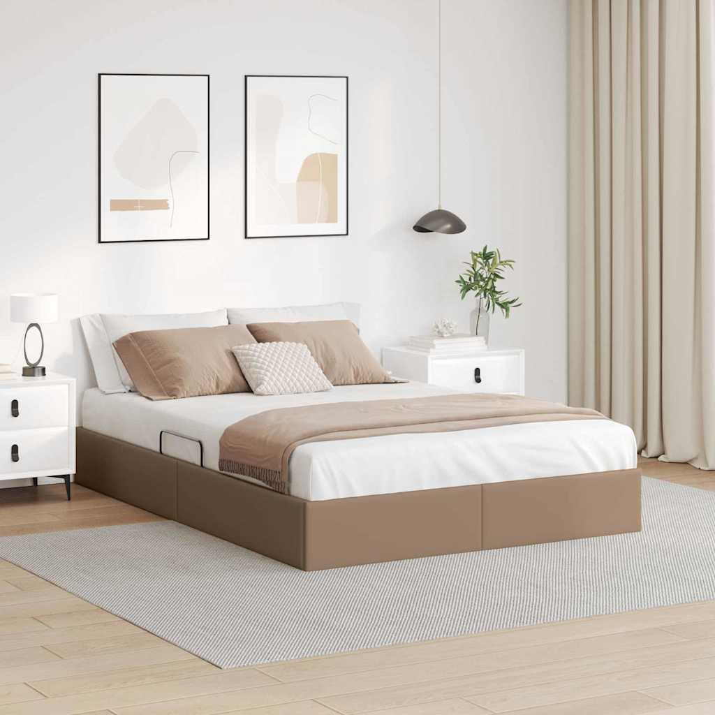 Letto con Contenitore Cappuccino 140 x 190 cm Pelle sintetica