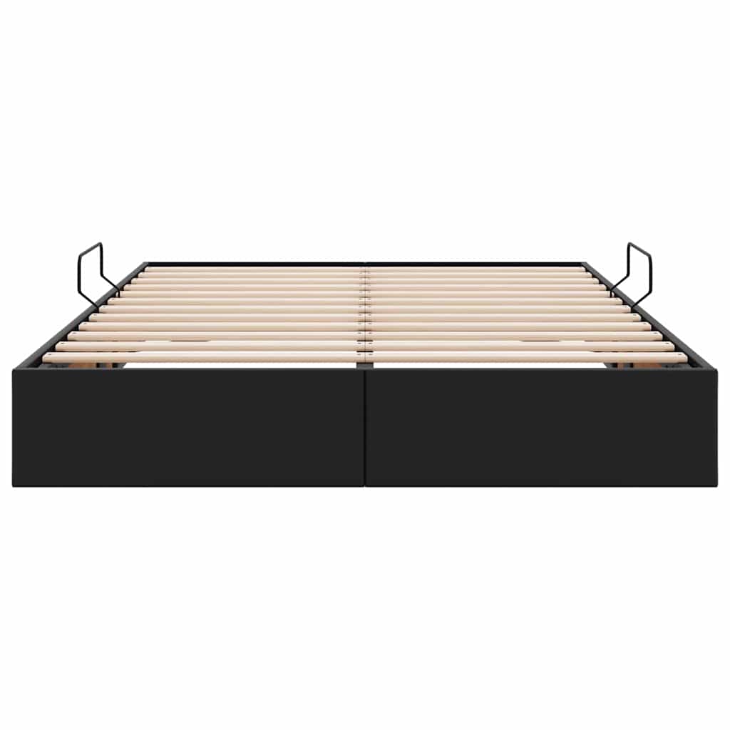 Letto con Contenitore Nero 140 x 200 cm Pelle sintetica