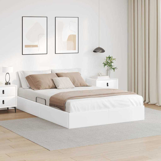 Letto con Contenitore Bianco Puro 140 x 200 cm Pelle sintetica