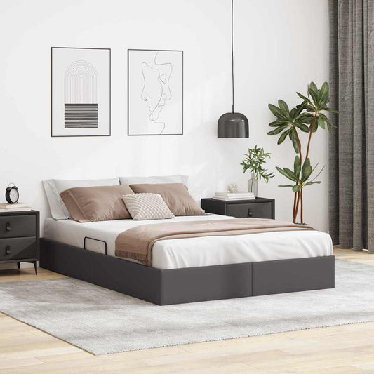 Letto con Contenitore Grigio 140 x 200 cm Pelle sintetica