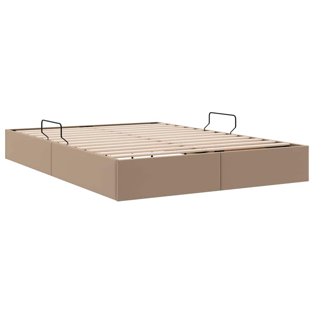 Letto con Contenitore Cappuccino 140 x 200 cm Pelle sintetica
