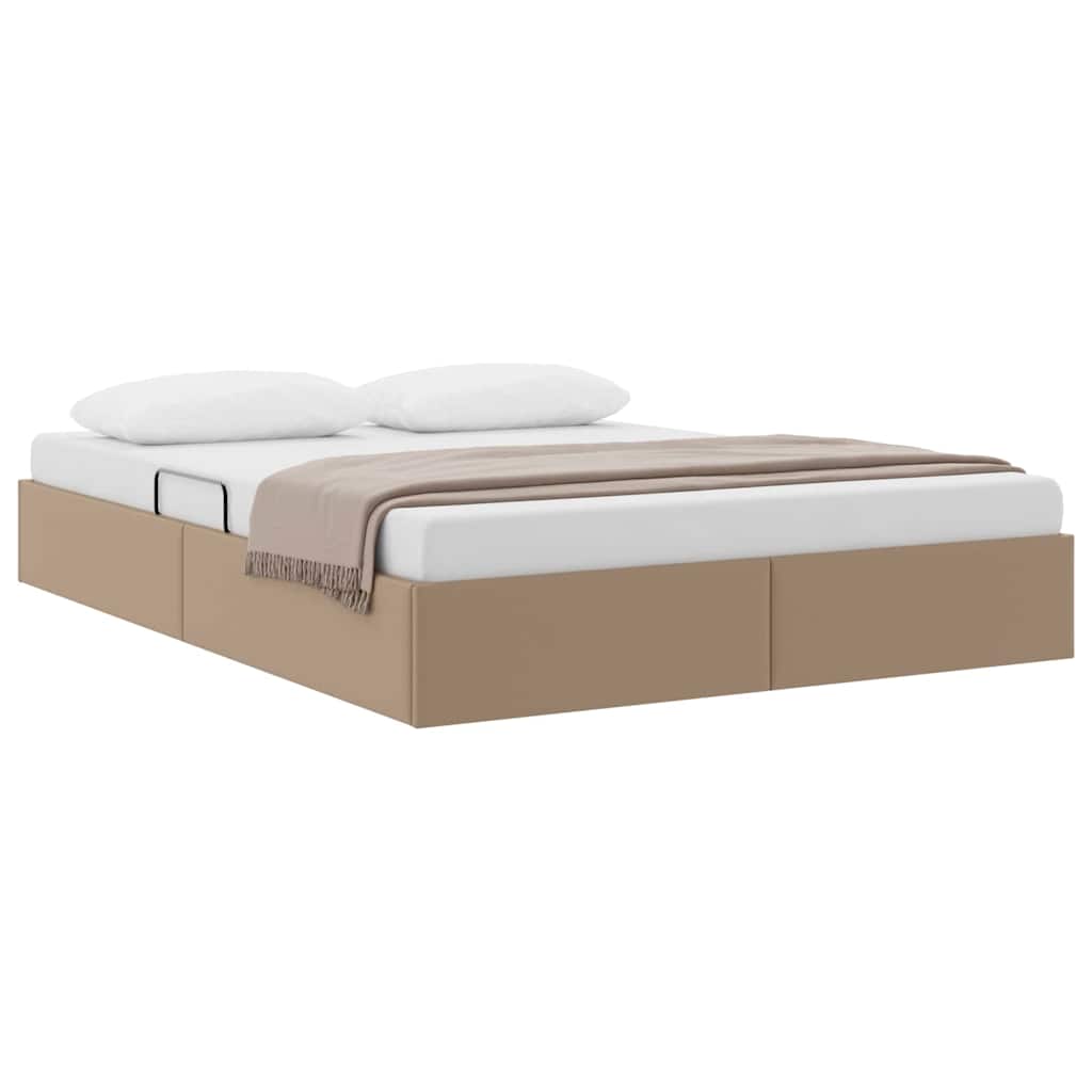 Letto con Contenitore Cappuccino 140 x 200 cm Pelle sintetica
