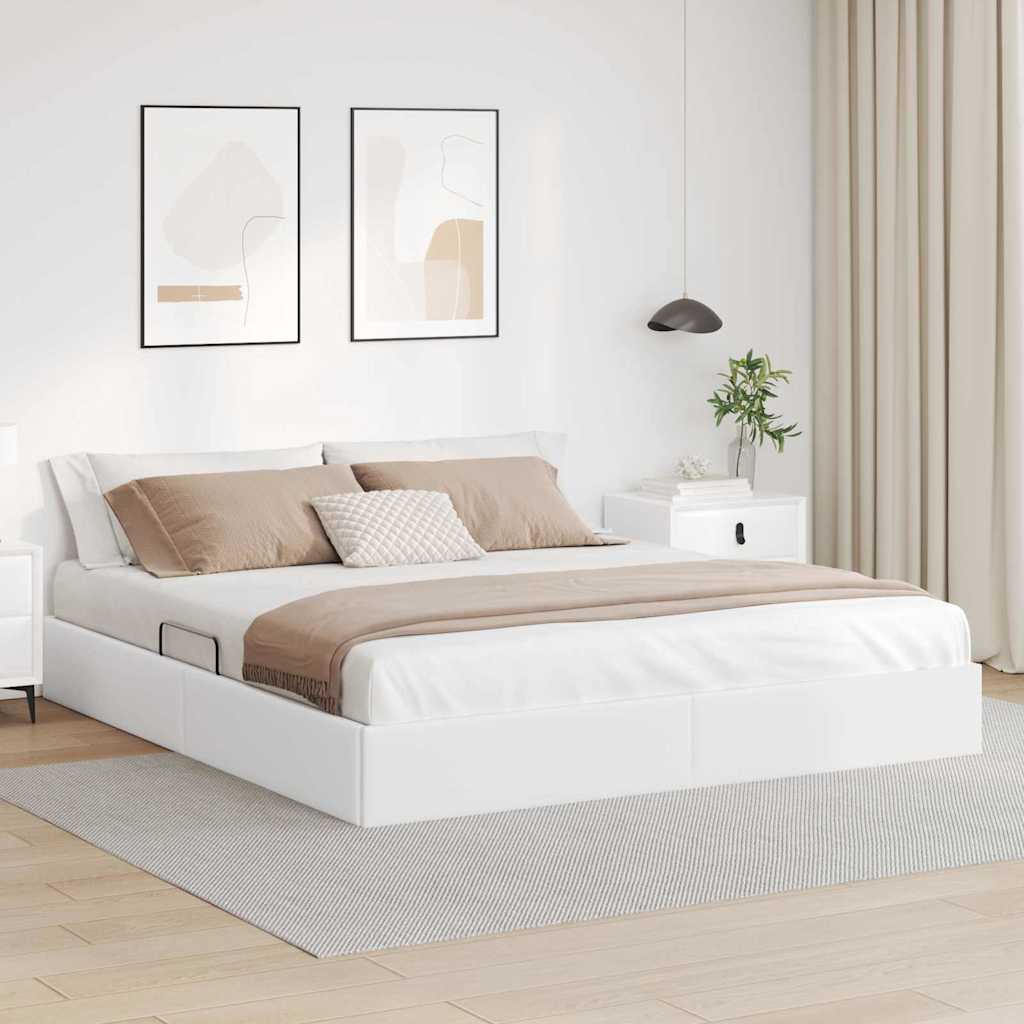 Letto con Contenitore Bianco Puro 160 x 200 cm Pelle sintetica
