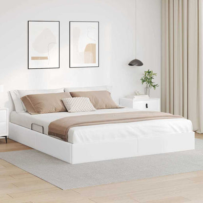 Letto con Contenitore Bianco Puro 160 x 200 cm Pelle sintetica