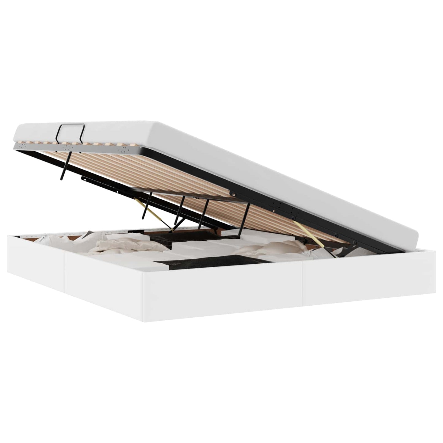 Letto con Contenitore Bianco Puro 160 x 200 cm Pelle sintetica