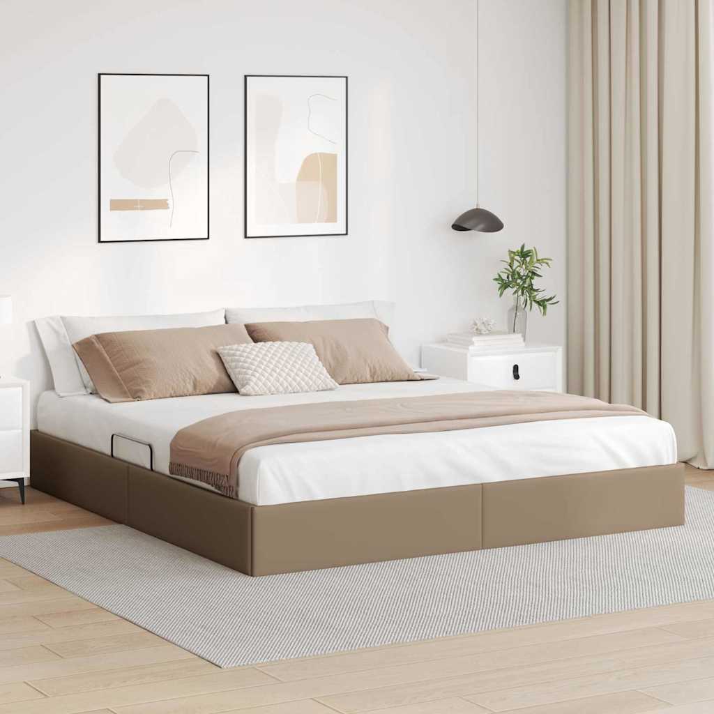 Letto con Contenitore Cappuccino 160 x 200 cm Pelle sintetica