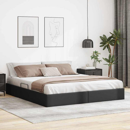Letto con Contenitore Nero 180 x 200 cm Pelle sintetica