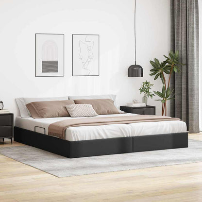 Letto con Contenitore Nero 200 x 200 cm Pelle sintetica