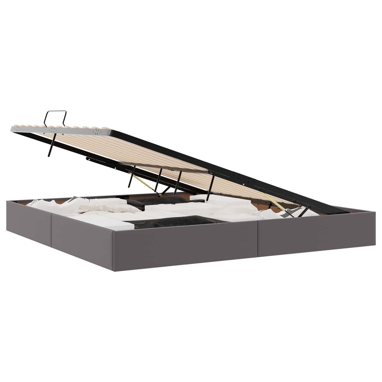 Letto con Contenitore Grigio 200 x 200 cm Pelle sintetica