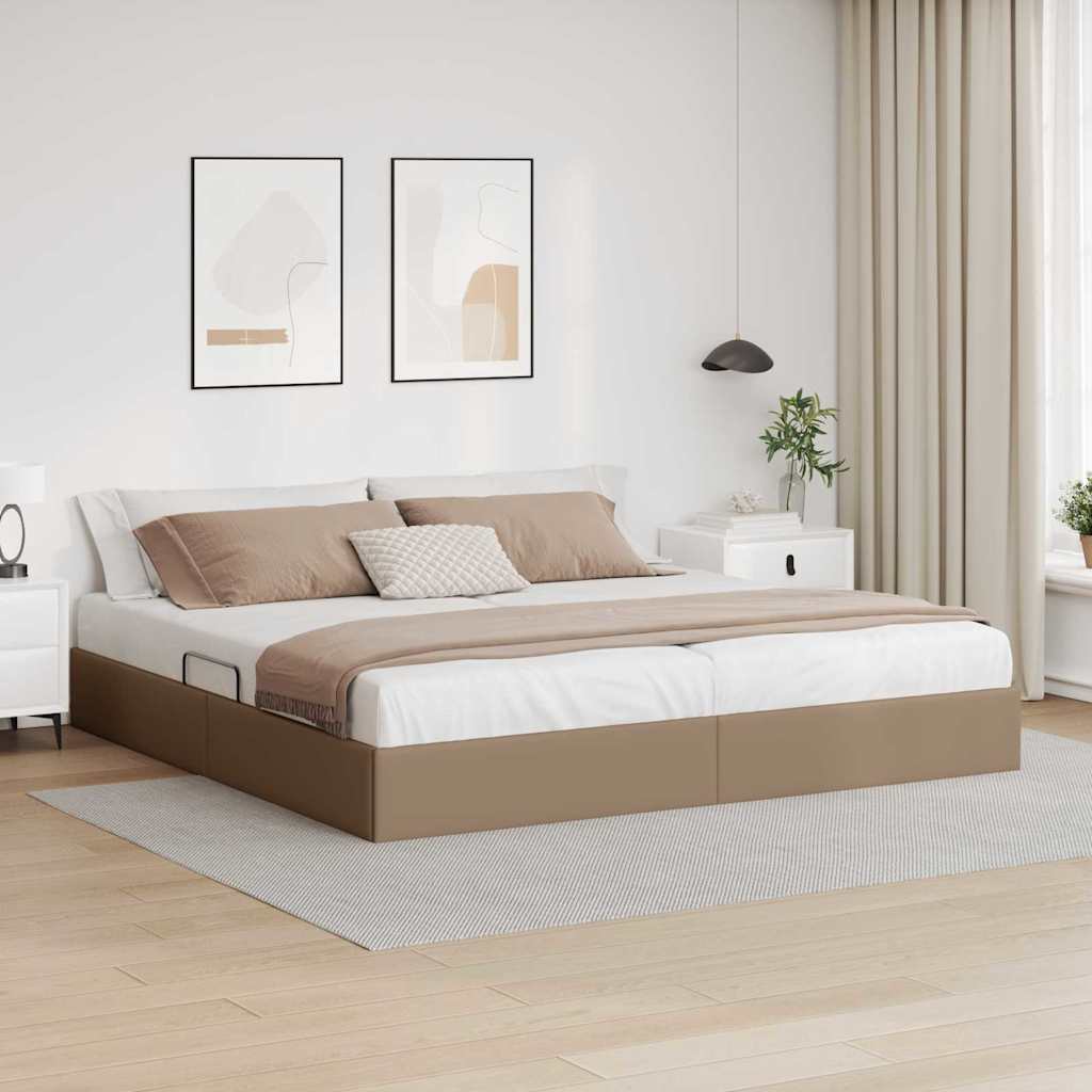 Letto con Contenitore Cappuccino 200 x 200 cm Pelle sintetica