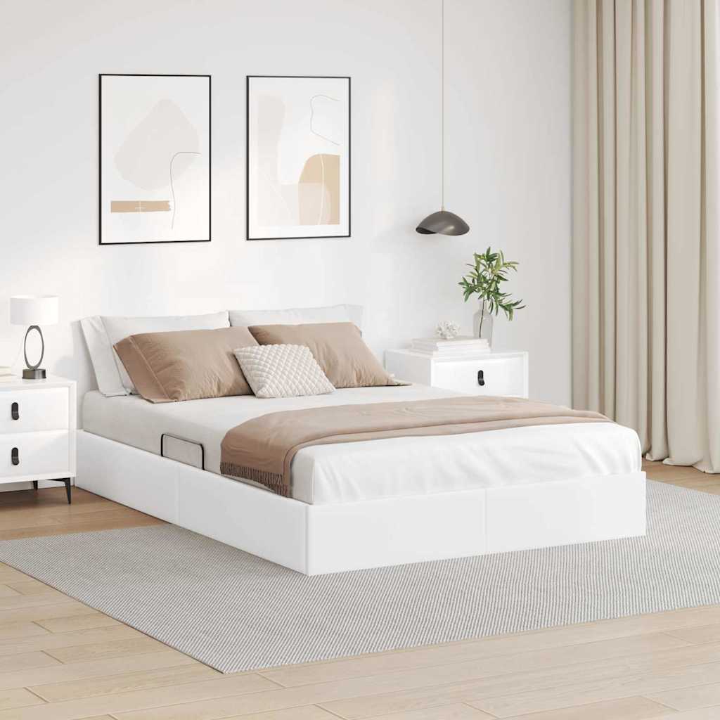 Letto con Contenitore Bianco Puro 137 x 190 cm Similpelle | homemem39