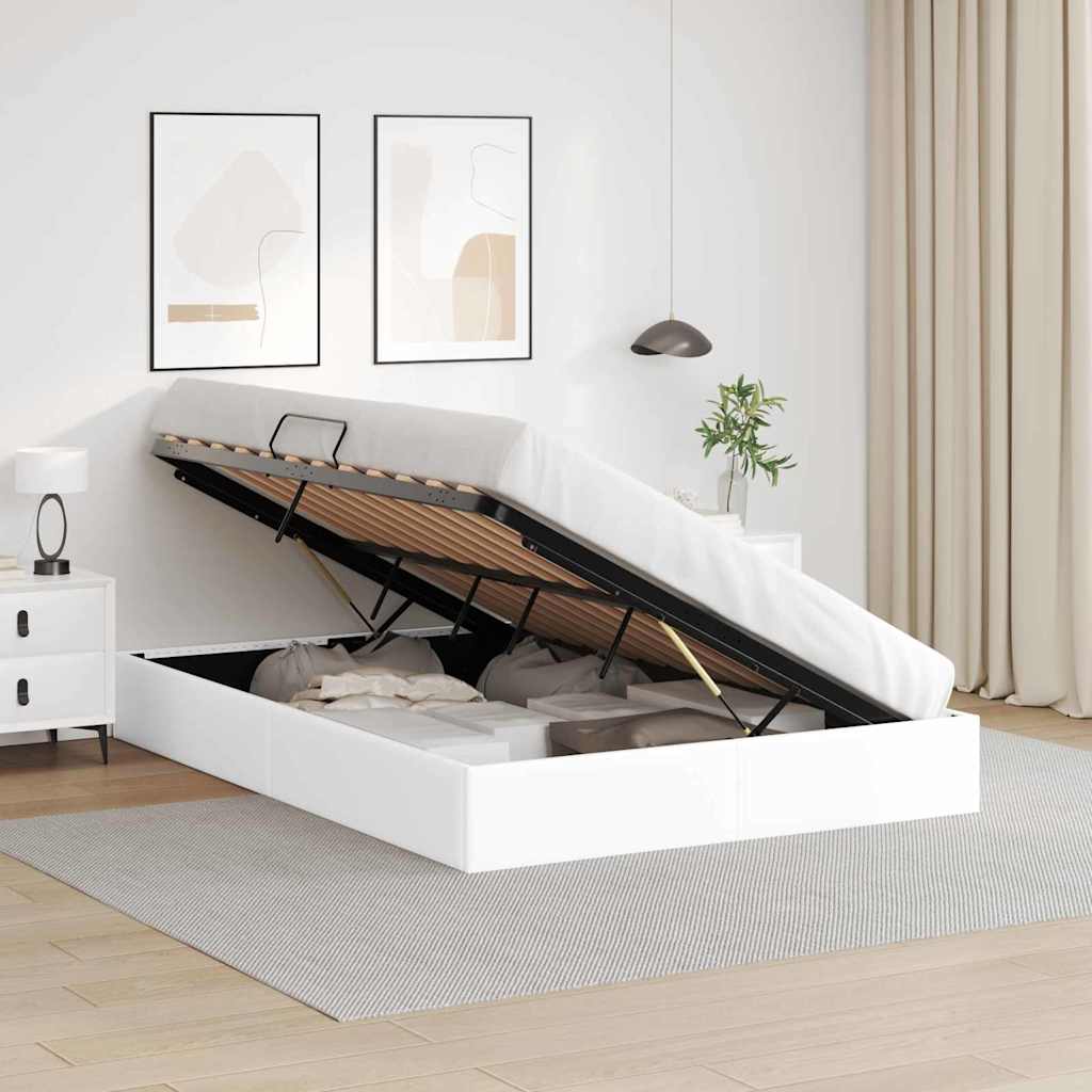 Letto con Contenitore Bianco Puro 137 x 190 cm Similpelle | homemem39