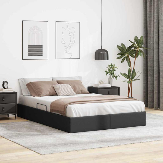 Letto con Contenitore Nero 153 x 203 cm Similpelle - homemem39