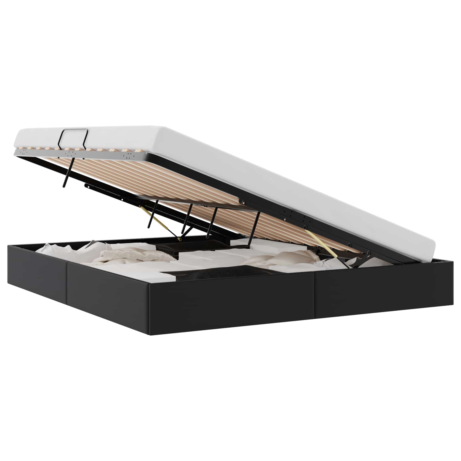 Letto con Contenitore Nero 193 x 203 cm Similpelle | homemem39