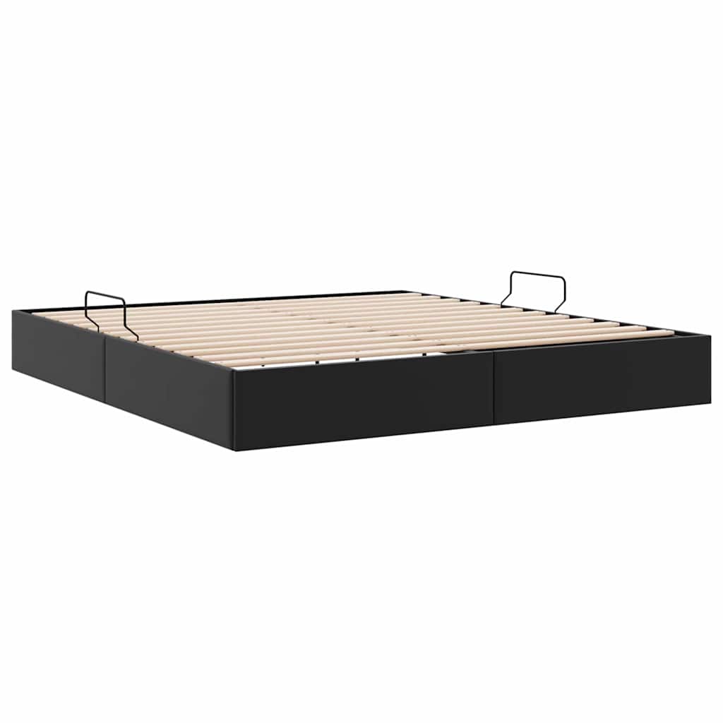 Letto con Contenitore Nero 193 x 203 cm Similpelle | homemem39