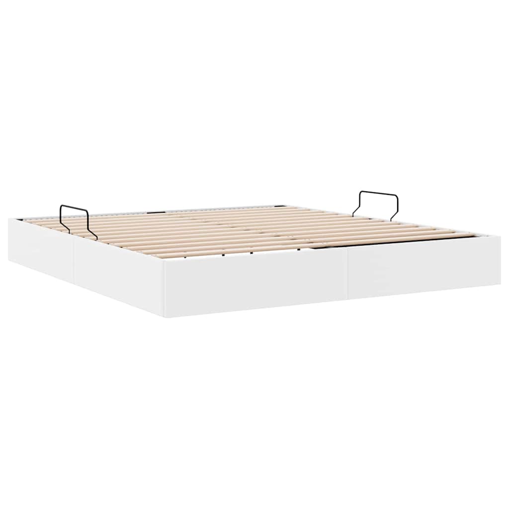 Letto con Contenitore Bianco Puro 193 x 203 cm Similpelle | homemem39