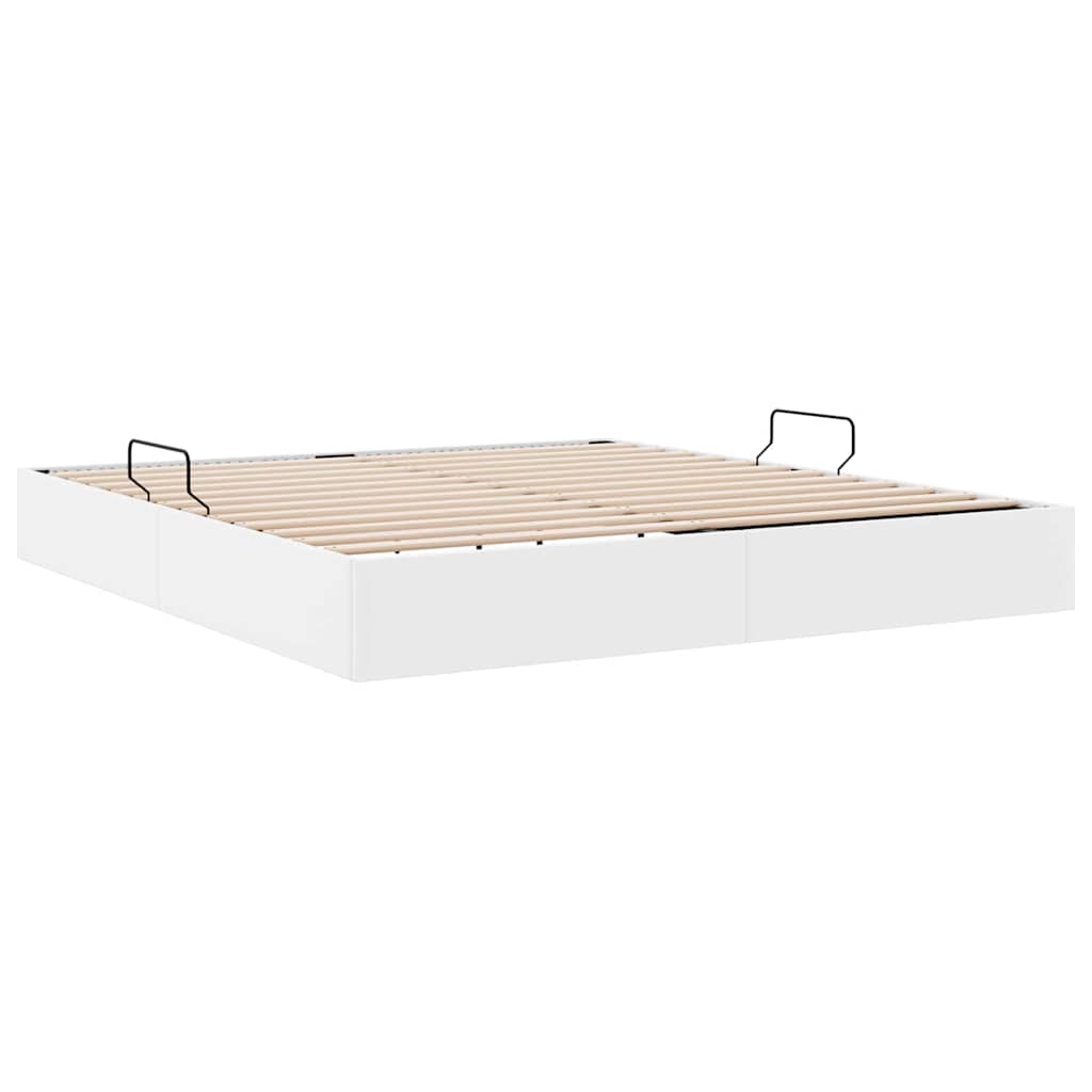 Letto con Contenitore Bianco Puro 193 x 203 cm Similpelle | homemem39