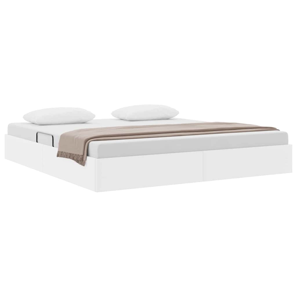 Letto con Contenitore Bianco Puro 193 x 203 cm Similpelle | homemem39