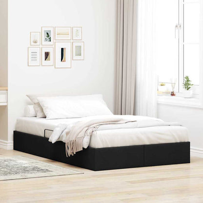 Letto con Contenitore con materasso Nero 120 x 200 cm Tessuto