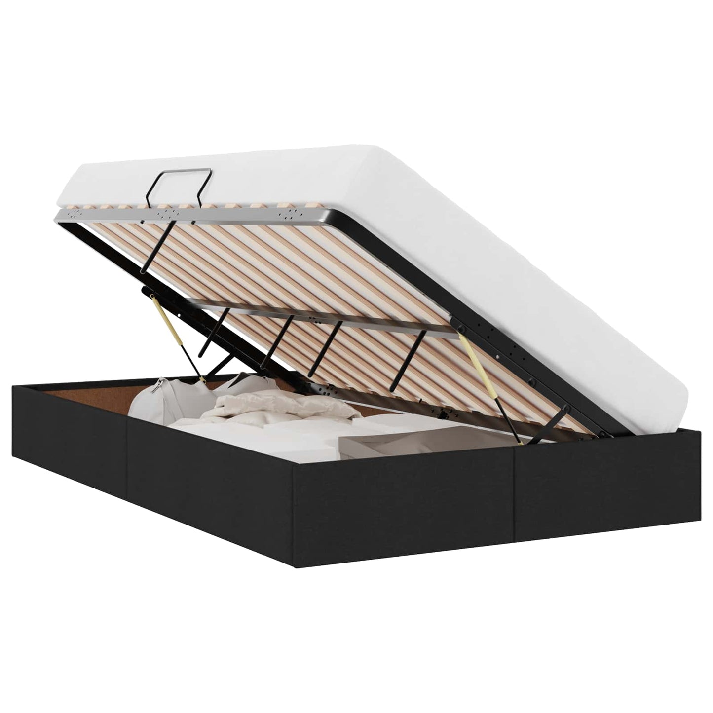Letto con Contenitore con materasso Nero 120 x 200 cm Tessuto