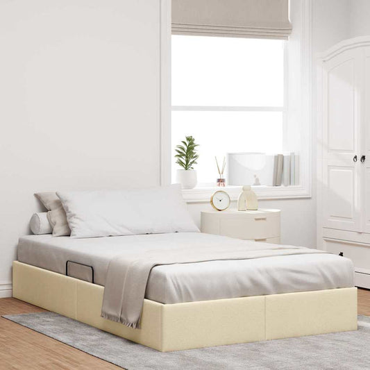 Letto con Contenitore con materasso Crema 120 x 200 cm Tessuto