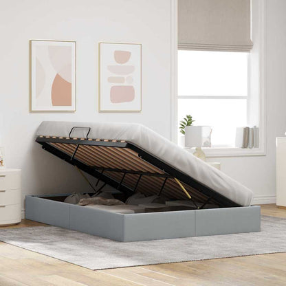 Letto con Contenitore Grigio chiaro 140 x 190 cm Tessuto