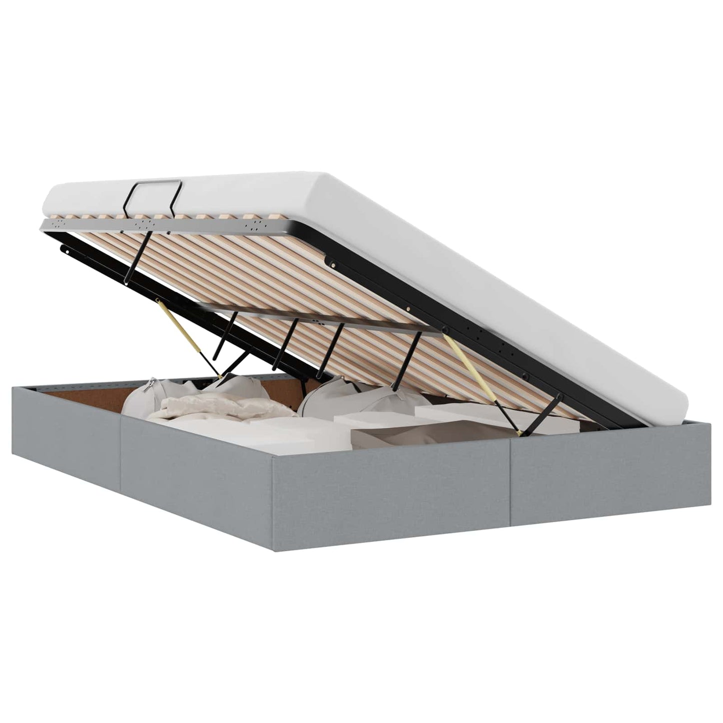 Letto con Contenitore Grigio chiaro 140 x 190 cm Tessuto