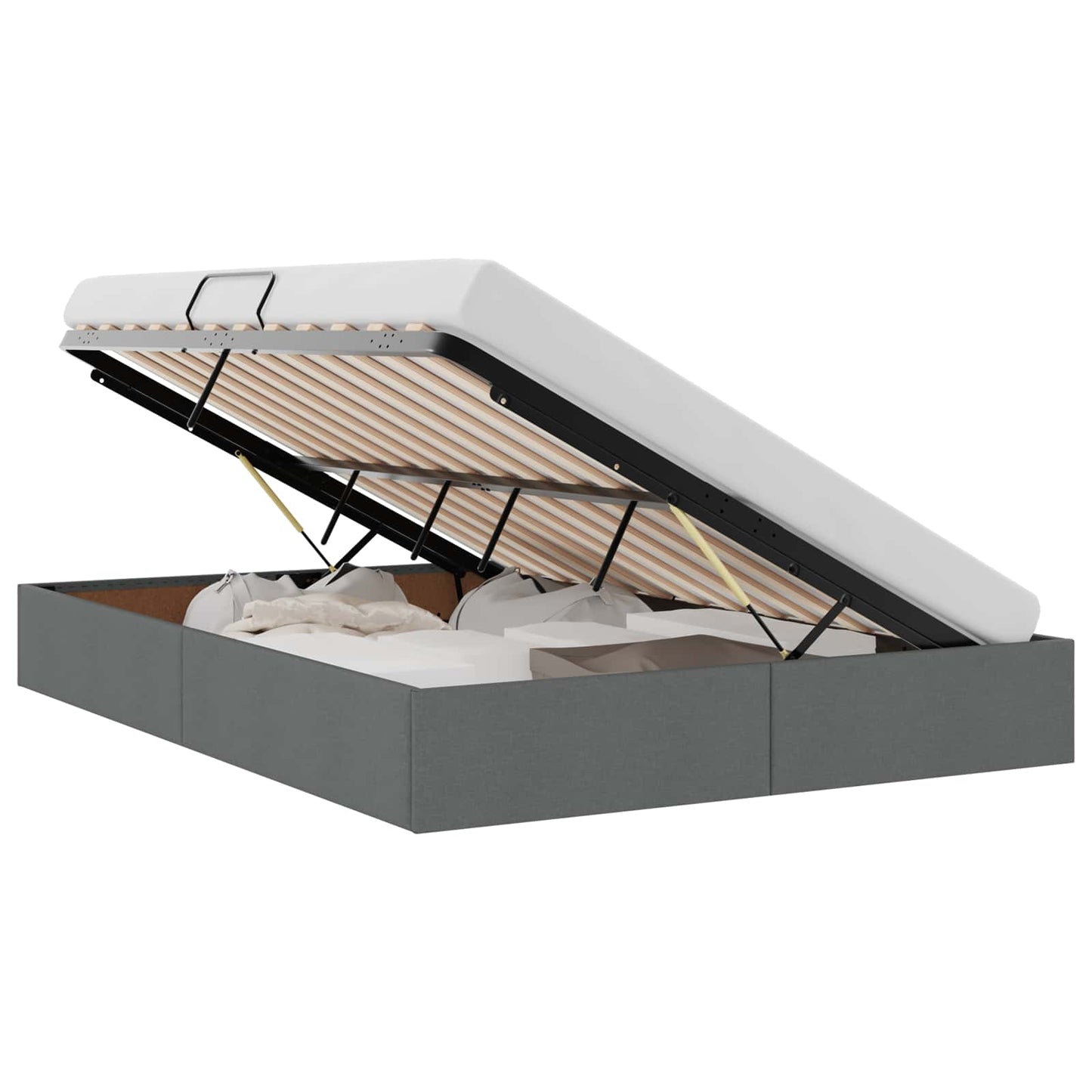 Letto con Contenitore Grigio scuro 140 x 190 cm Tessuto