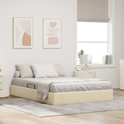 Letto con Contenitore con materasso Crema 140 x 190 cm Tessuto