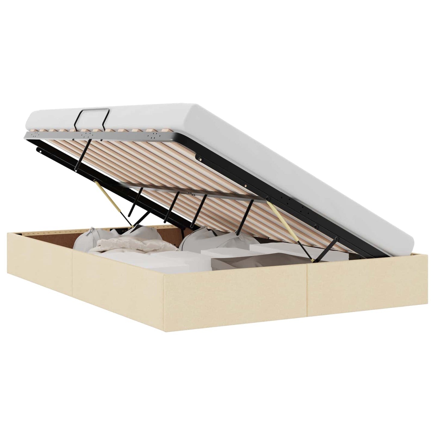 Letto con Contenitore con materasso Crema 140 x 200 cm Tessuto