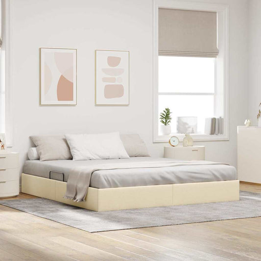 Letto con Contenitore con materasso Crema 160 x 200 cm Tessuto