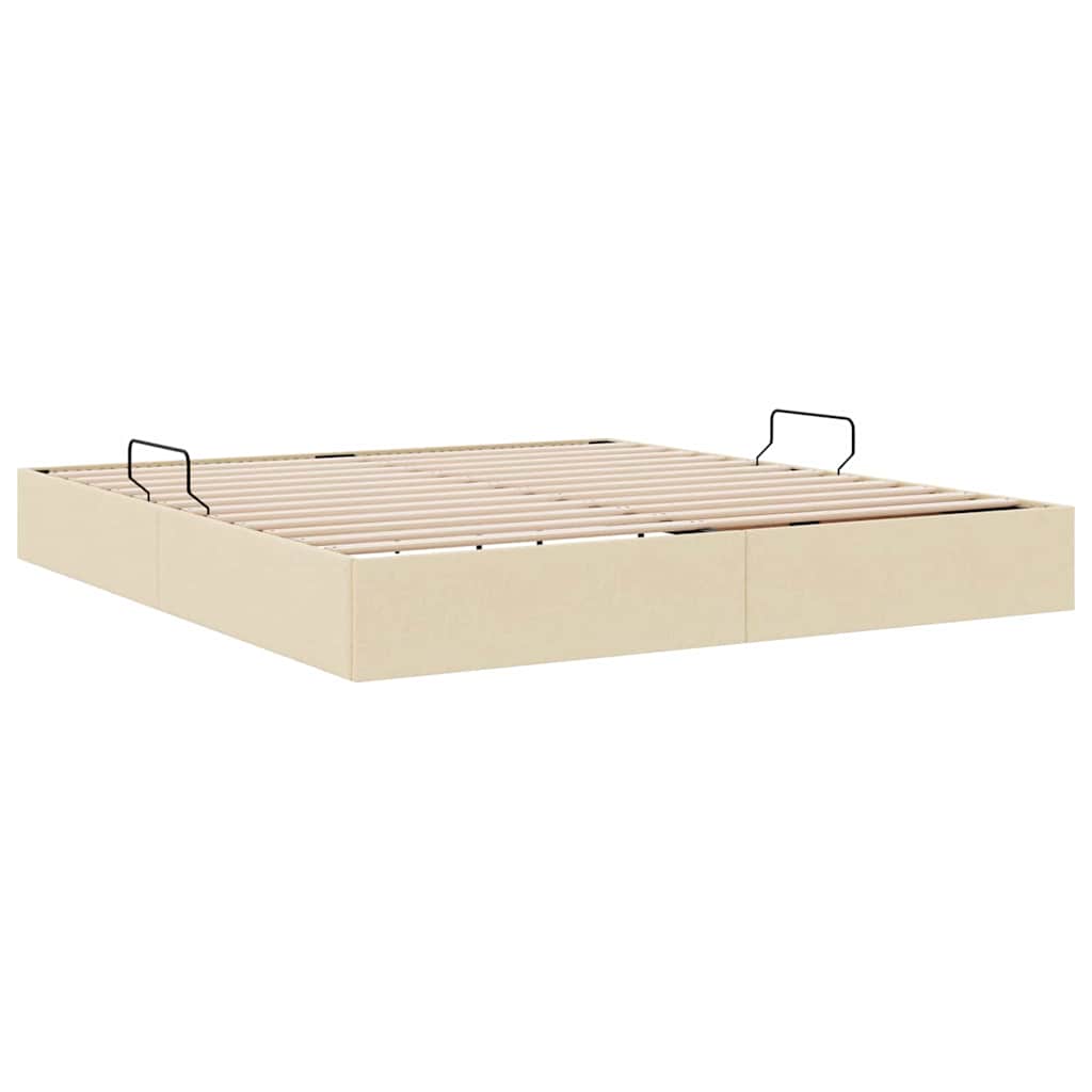 Letto con Contenitore con materasso Crema 160 x 200 cm Tessuto