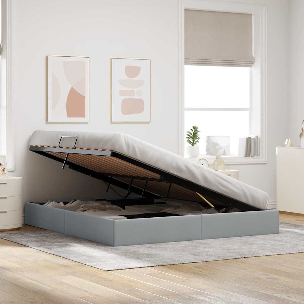 Letto con Contenitore Grigio chiaro 180 x 200 cm Tessuto