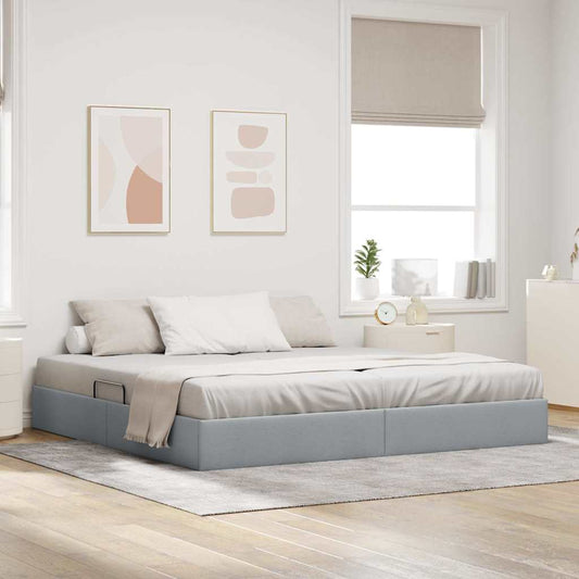 Letto con Contenitore Grigio chiaro 200 x 200 cm Tessuto