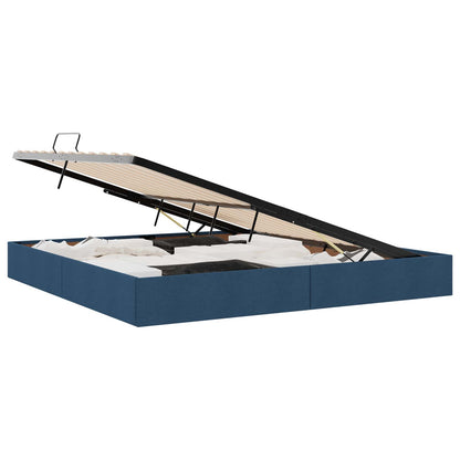 Letto con Contenitore con materasso Blu 200 x 200 cm Tessuto