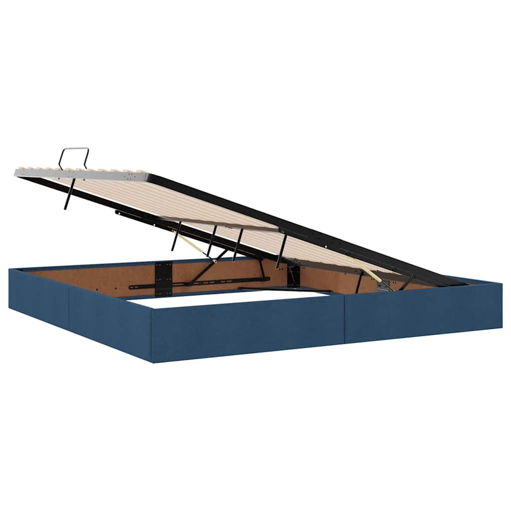 Letto con Contenitore con materasso Blu 200 x 200 cm Tessuto