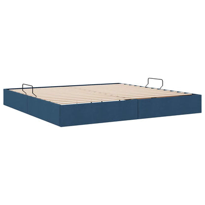 Letto con Contenitore con materasso Blu 200 x 200 cm Tessuto