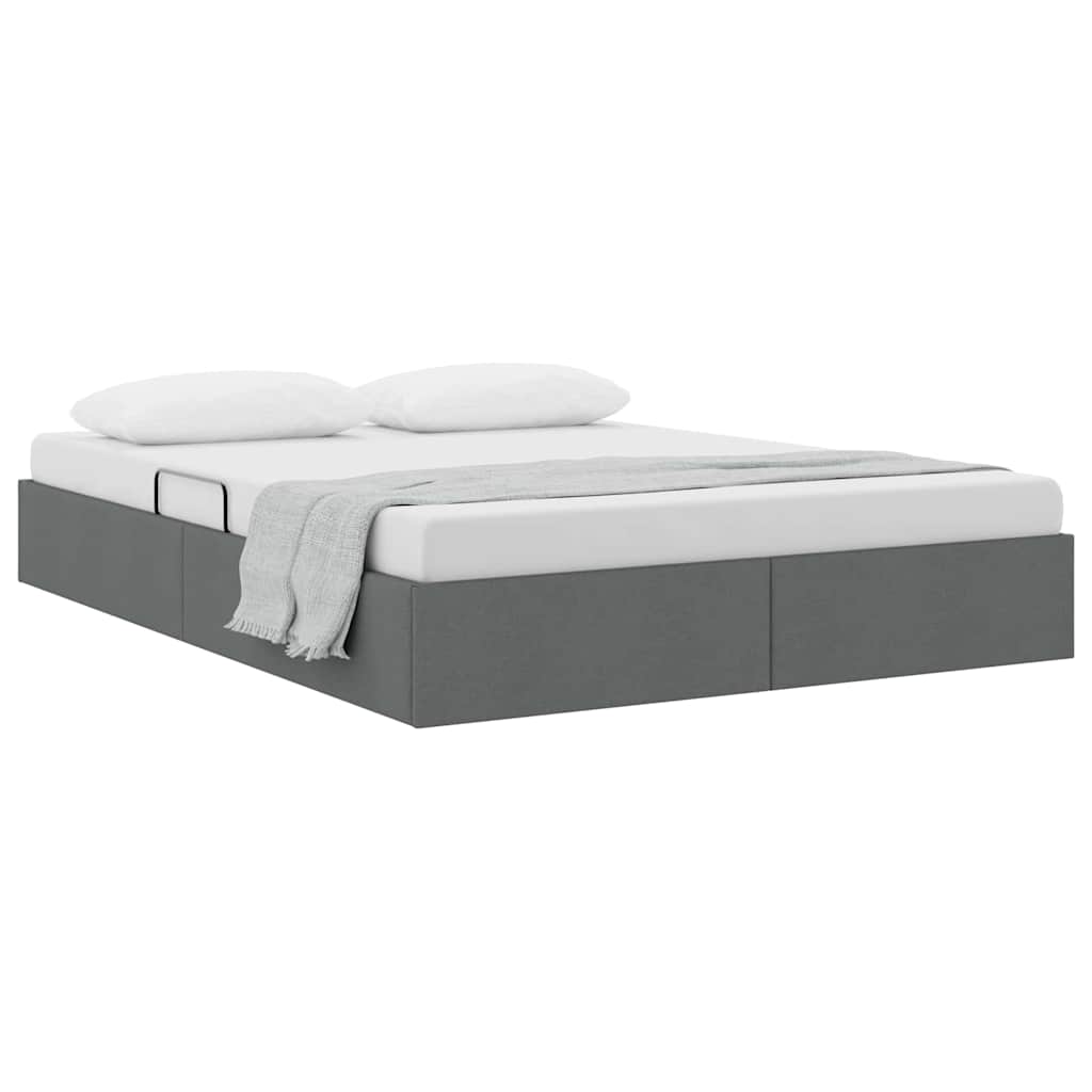 Letto con Contenitore Grigio Scuro 153 x 203 cm Tessuto | homemem39