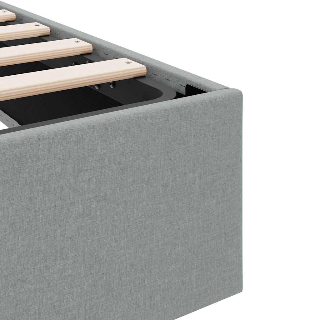 Letto con Contenitore Grigio Chiaro 193 x 203 cm Tessuto | homemem39