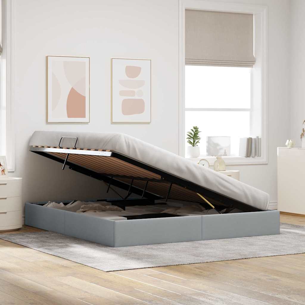 Letto con Contenitore Grigio Chiaro 193 x 203 cm Tessuto | homemem39