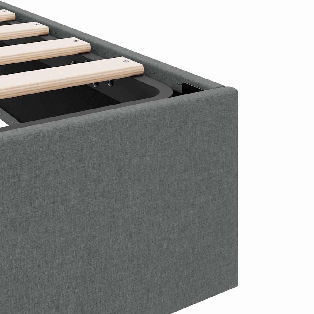 Letto con Contenitore Grigio Scuro 193 x 203 cm Tessuto | homemem39